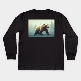 Grizzly Bear in the Woods Kids Long Sleeve T-Shirt